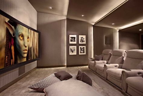 Home Theatre Recliners - Foter Small Home Theater, Sala Cinema, Home Theater Lighting, Theater Room Design, Theatre Interior, False Ceiling Living Room, Theater Design, Home Cinema Room, Best Home Theater