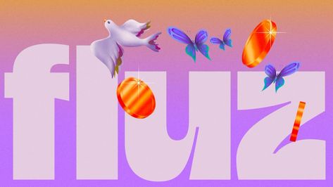 Fluz Brand Identity | Brand Archive Gen Z Illustration, Fonts Art, Motion Graphics Logo, Logo Archive, Building Brand, Surreal Scenes, Book Logo, Banking App, Graphics Logo