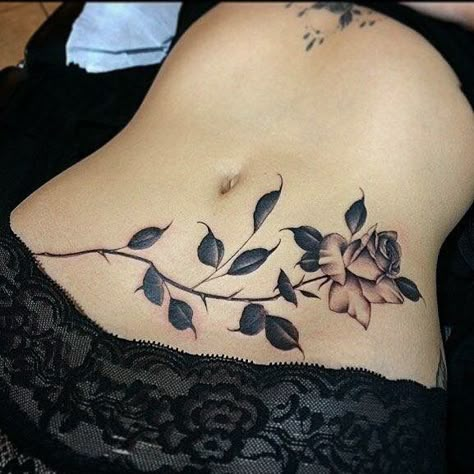 Lower Stomach Tattoos For Women, Lower Belly Tattoos, Tummy Tattoo, Stomach Tattoos Women, Tattoos To Cover Scars, Belly Tattoos, Belly Tattoo, Scar Tattoo, Hip Tattoos Women