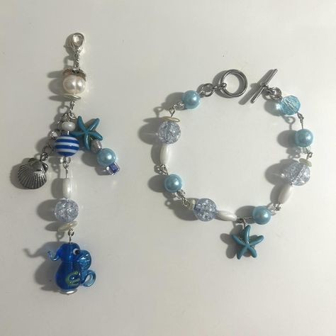 matching ocean themed bracelet and keychain 🫧🪼🌀🦈... - Depop Ocean Theme Bracelet, Sea Themed Bracelet, Ocean Themed Accessories, Ocean Themed Bracelets, Ocean Bracelet Ideas, Ocean Themed Clothes, Sea Themed Jewelry, Ocean Themed Jewelry, Ocean Themed Outfits