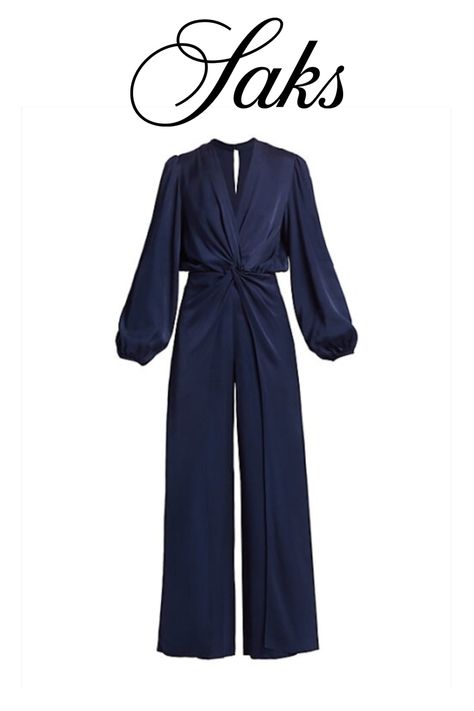 Silvia Tcherassi's Arnetia jumpsuit features a drapey silhouette with long balloon sleeves and a twisted front detail..V-neck.Long sleeves.Back-zip closure.100% viscose.Dry clean.Made in Portugal..SIZE & FIT..Measurements are taken from a US size Small.About 63" from shoulder to hem.Bust, about 39".Waist, about 27".Inseam, about 34".Leg opening, about 29".Model measurements: 5'10" tall.Model is wearing a US size Small..Please Note: Compared to the Saks Size Guide, this style measures true to siz Soiree Jumpsuits, Graduation Outfit Ideas Hijab, Jumpsuit Hijab, Hijab Soiree, Unique Party Dresses, Grad Outfits, Long Outfit, Classy Jumpsuit, Style Jumpsuit