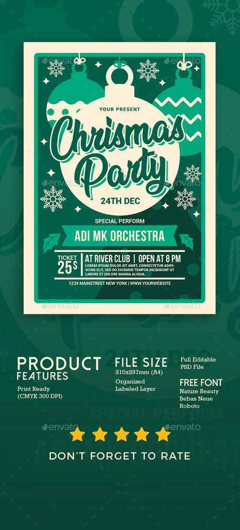 Holiday Party Flyer, Christmas Poster Design, Christmas Party Flyer, Christmas Party Poster, Christmas Flyer Template, Flyers Design, Party Flyer Template, Christmas Flyer, New Years Poster