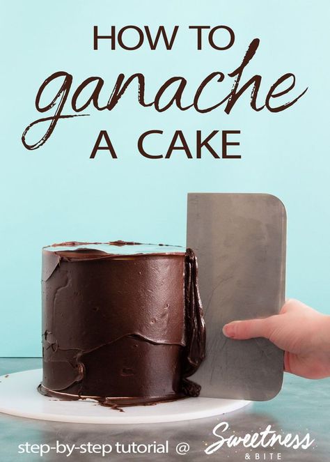 Learn how to make ganache, then how to use ganache boards to achieve smooth, straight sides on your cake, and super sharp ganache edges! A full step-by-step tutorial. #cakedecorating #ganache #tutorial How To Make Chocolate Ganache For Cake, How To Make Ganache Recipes, Chocolate Cake With Ganache Frosting, Ganache On Cake, Chocolate Ganache Cake Decoration Ideas, How To Make Chocolate Ganache, Chocolate Cake Ganache, Pastry Techniques, Cake Ganache