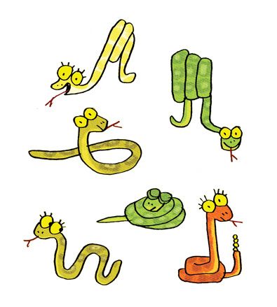 Snake Doodle, Baby Snakes, Snake Illustration, Book Illustration Design, Snake Drawing, Playroom Signs, Cute Snake, Snake Art, Animal Doodles