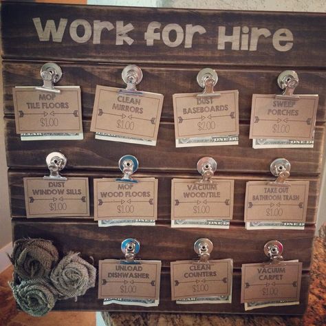 Chore Board Ideas, Chore Board, Work For Hire, Kid Responsibility, Chore Chart Kids, Chores For Kids, Chore Chart, Kids Corner, Board Ideas