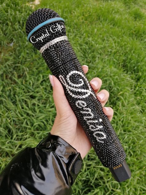 Decorated Microphone, Bedazzled Microphone, Rhinestone Microphone, Bling Microphone, Glitter Microphone, Crystal Microphone, Music Accessories, Modern Princess, Creative Labs