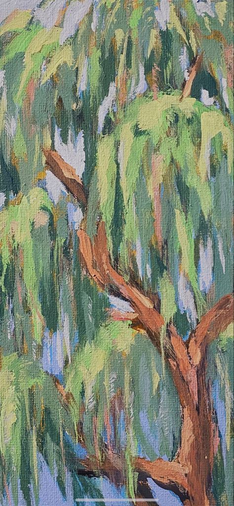 Painting Of Willow Tree, Willow Tree Canvas Painting, Willow Trees Drawing, Willow Tree Acrylic Painting, Weeping Willow Tree Painting Easy, Willow Tree Wallpaper Aesthetic, How To Paint A Weeping Willow Tree, Drawing Willow Tree, Weeping Willow Tree Painting Acrylic