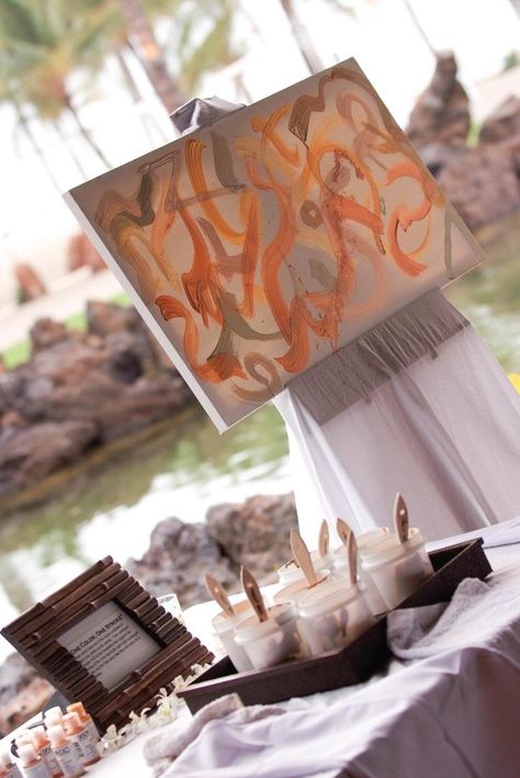 Wedding Guest Book Painting, Wedding Guest Activities, Canvas Guest Book Wedding, Guest Book Canvas, Beachfront Wedding, Diy Guest Book, Beach In Hawaii, Wedding In Hawaii, Wedding On The Beach