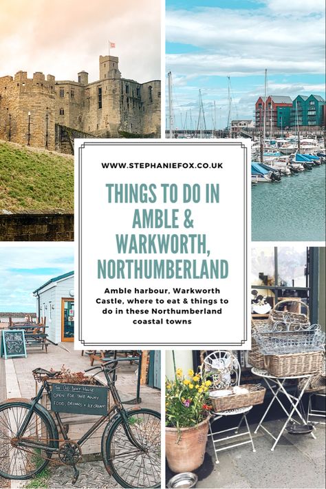 Things To Do In Amble & Warkworth, Northumberland UK. Visit these two coastal Northumberland towns and there’s plenty to see and do. Walk around Amble Harbout, visit the English Heritage site of Warkworth Castle. Get fish and chips or ice cream, paddle up the river, even take a Puffin Cruise. This and much more in a locally written guide to Amble and Warkworth. #amble #warkworth #northumberland #northeast #englandtravel Warkworth Castle, Northumberland England, Northumberland Coast, Uk Holidays, English Heritage, England And Scotland, Short Break, Coastal Cottage, Coastal Towns