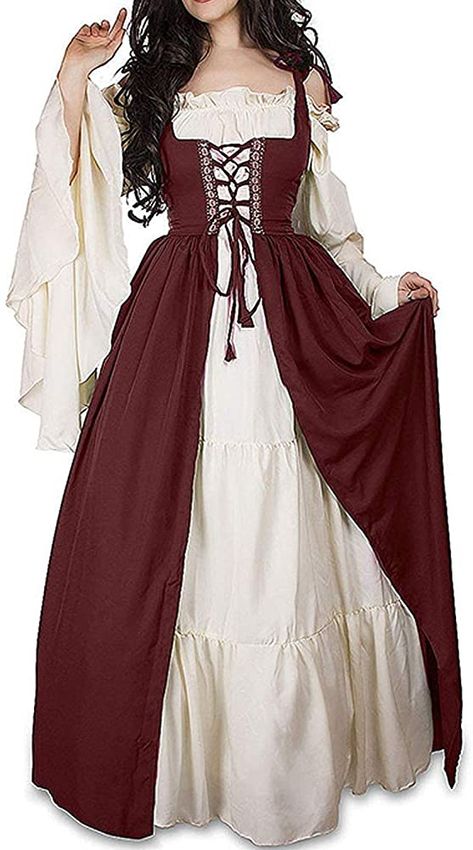 Fair Outfits, Fest Outfits, Vintage Party Dresses, Court Dresses, Old Fashion Dresses, Medieval Costume, Old Dresses, Medieval Dress, Medieval Clothing