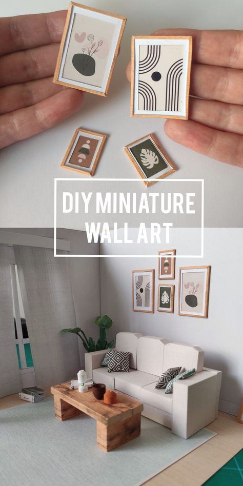 Printable PDF template Miniature Interior Design, Miniature Printables Templates, Doll House Furniture Diy, Miniature Furniture Diy, Diy Miniature Furniture, Ikea Dollhouse, Wall Art Frames, Dollhouse Furniture Diy, Diy Barbie House