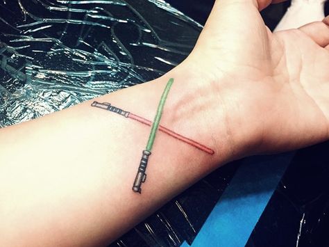 star wars lightsaber tattoo-22 Lightsaber Tattoo, Star Wars Lightsaber, Nerdy Tattoos, Sabre Laser, Star Wars Quotes, Infinity Tattoos, Star Wars Facts, Star Wars Light Saber, Star Wars Tattoo