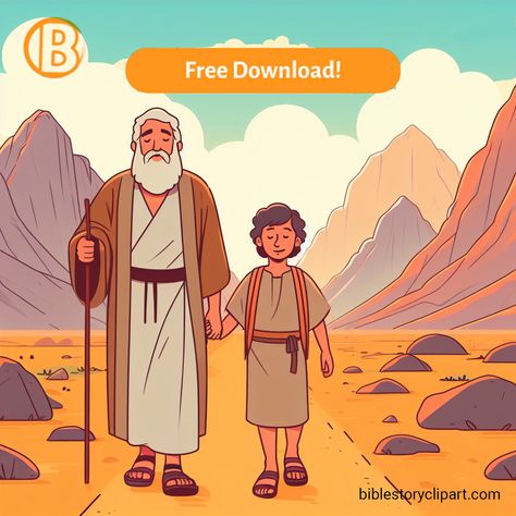 Abraham and Isaac Walking Together Abraham And Issac, Isaac Bible, Biblical Drawings, Abraham Bible, Church Drawing, Abraham And Isaac, Bible Clipart, Abraham Isaac, Walking Together