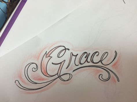 My Grace tattoo drawing. Arms Tattoos, Grace Name, Grace Tattoo, Grace Tattoos, Custom Nike, Name Tattoo, Custom Nikes, Tattoo Stencils, Tattoo Drawings