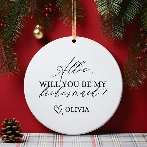 Bridesmaid Proposal Christmas, Proposal Christmas, Maid Of Honor Proposal, Elegant Script Fonts, Bridesmaid Proposal Gifts, Custom Wedding Gifts, Bridesmaids Personalized, Proposal Gifts, Will You Be My Bridesmaid