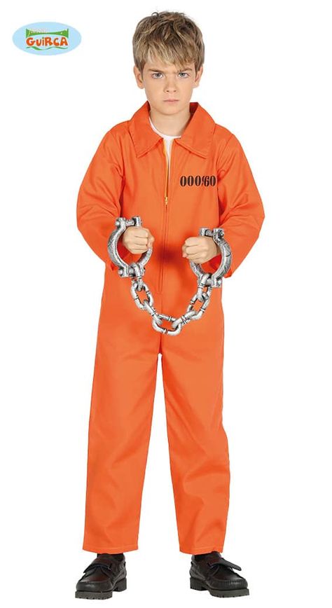 Children's Convict Prisoner Costume ~ Medium with fast delivery buy now.From Gifts N Party Prisoner Fancy Dress, Robber Fancy Dress, Orange Prisoner, Convict Costume, Fancy Dress Costumes Kids, Prisoner Costume, Boys Fancy Dress, Baby Kostüm, Orange Jumpsuit