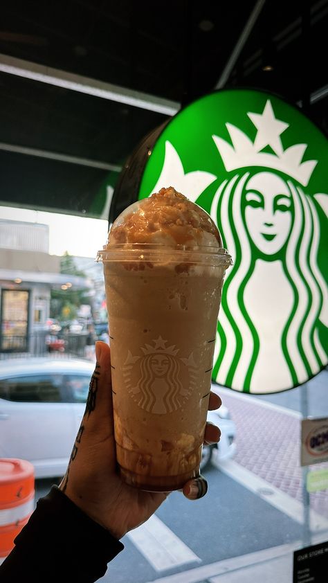 Caramel ribbon crunch frappuccino with one pump of pumpkin Caramel Ribbon Crunch Frappuccino, Ribbon Crunch Frappuccino, Caramel Ribbon Crunch, Drinks Ideas, Starbucks Coffee Drinks, Caramel Crunch, Starbucks Coffee, Coffee Drinks, Caramel