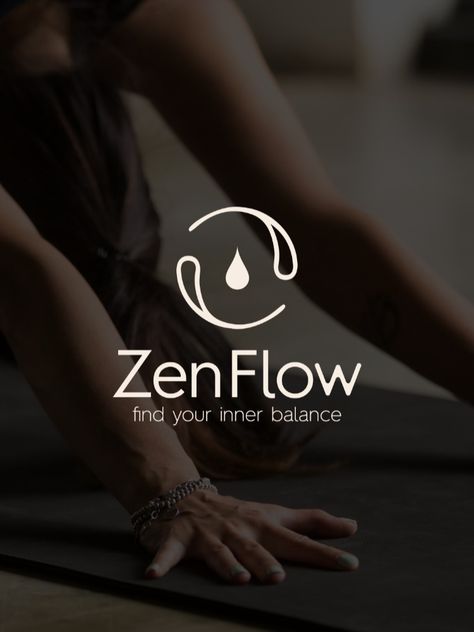 Meaning of the logo:
Zen is an important concept in yoga. In yoga, "zen" refers to inner peace and tranquility of the mind, and is considered a goal to find this state through meditation and breathing exercises.

We used the Koi fish symbol to represent Zen. We thought of the word flow in the brand name as the fluidity of water and depicted it with a drop icon. Breath Logo Design, Ying Yang Logo Design, Relax Logo Design, Mindfulness Logo Design, Meditation Logo Design, Zen Branding, Breath Symbol, Zen Icon, Meditation Words