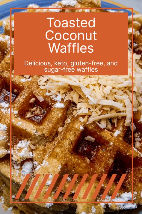 A quick, delicious, delicdeliciousoious recipe for sugar-free gluten-free toasted coconut waffles. easy-to-make Waffles Business, Sugar Free Waffles, Coconut Waffles, Food And Mood, Powdered Sugar Substitute, Waffles Easy, Almond Powder, Sugar Substitute, Waffle Iron