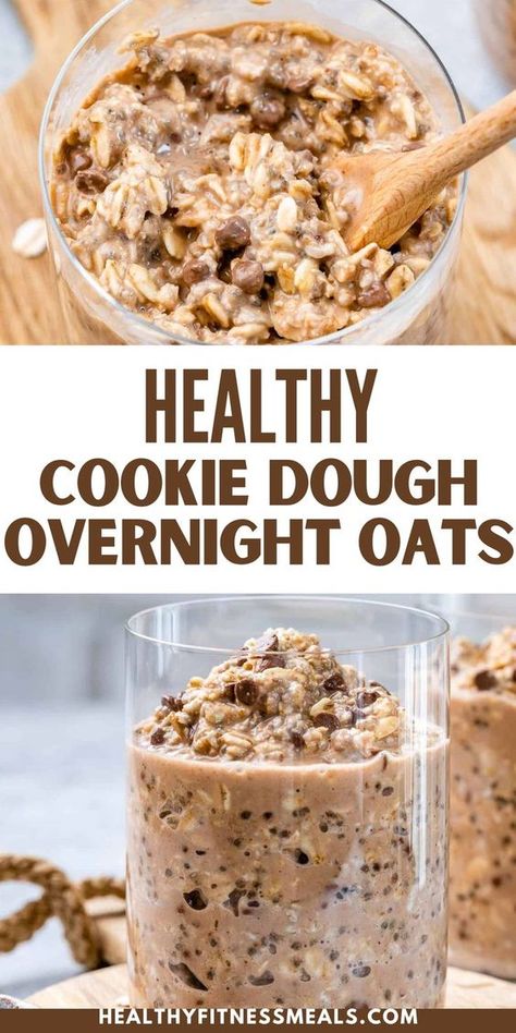 Thick and creamy Healthy Cookie Dough Overnight Oats are packed with protein and healthy fats from peanut butter and chia seeds. This easy oatmeal is incredibly delicious. It tastes just like cookie dough! Make it ahead of time for a healthy meal-prep-friendly breakfast. Not only do this cookie dough overnight oats taste amazing, but they’re also packing the nutrition to keep you full and satisfied after breakfast. These oats are so rich and flavorful, it’s like eating dessert for breakfast! Cookie Dough Overnight Oats, Overnight Oats Recipe Easy, Best Overnight Oats Recipe, Oat Recipes Healthy, Healthy Cookie Dough, Healthy Cookie, Overnight Oats Recipe Healthy, Easy Oatmeal, Overnight Oats Healthy