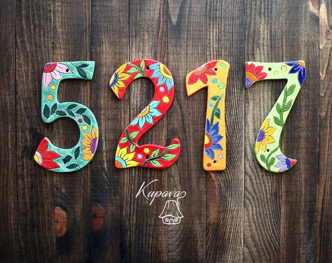 Ceramic House Numbers, Mailbox Numbers, Custom Ceramic, Ceramic Wall Decor, Pattern Tile, Tile Wall Art, Custom Wall Decor, Mosaic House, Jewelry Displays