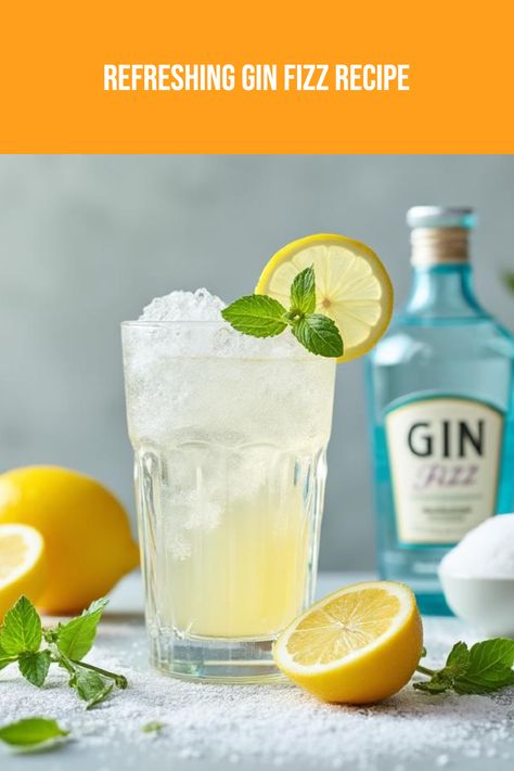 Looking to make the perfect Gin Fizz cocktail? This light and bubbly drink is a timeless classic that brings together intesting flavors, fizzy soda water, fresh lemon juice, and smooth gin. Originating in the 19th century, the Gin Fizz still charms cocktail fans today with its refreshing taste and easy-to-mix recipe. Perfect for summer parties or a cozy night in! Learn how to mix this iconic cocktail at home and impress your friends at your next gathering with delicious, easy-to-make cocktails. Gin Mixed Drinks, Gin Fizz Recipe, Easy Gin Cocktails, Gin Fizz Cocktail, Ramos Gin Fizz, Iced Tea Cocktails, Fizz Cocktail, Easy To Make Cocktails, Fizzy Drinks