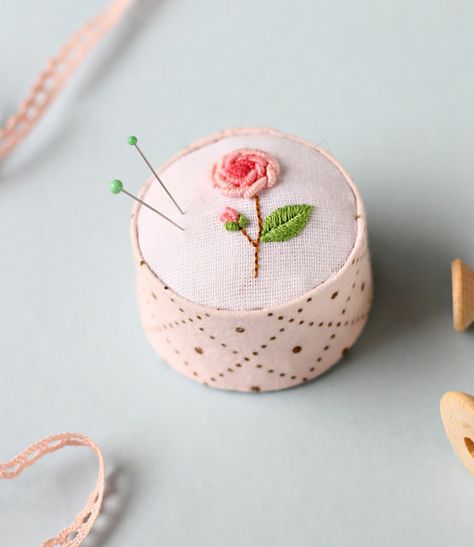 embroidered pincushion | by journeyofmyhands Embroidered Pincushion, Diy Gifts Paper, Gifts Paper, Sew Patterns, Needle Books, Simple Sewing, Needle Cases, Sewing Embroidery, Needle Book