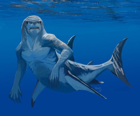 Shark Boy, Shark Art, Fantasy Races, Fantasy Monster, Sea Monsters, Mythological Creatures, Creature Concept Art, Mermaid Art, Arte Fantasy