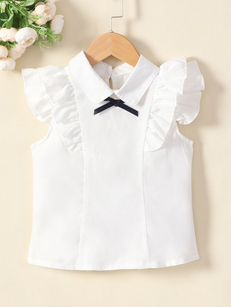 Girls Dresses Diy, Women Blouses Fashion, Kids Frocks, Ruffle Sleeve Blouse, Plain Shirt, Fashionista Clothes