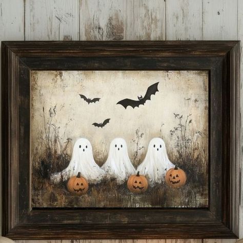 InVeritasVintage - vintage art collection on Instagram: "We have a spooky new print for you! #ghosts #pumpkins #halloweendecor #cottagefall #countryhome #rustic #farmhousehalloween #etsy" Farmhouse Halloween, New Print, Vintage Art, Halloween Decorations, Ghost, Art Collection, Halloween, Art