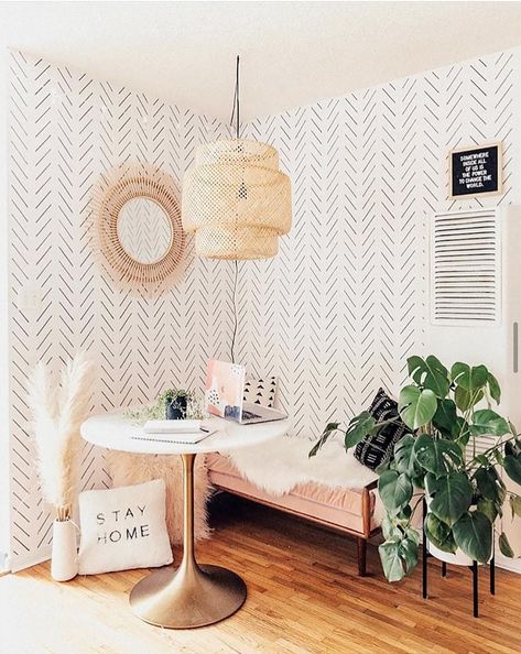 How To Decorate With Removable Wallpaper: Modern Delicate Herringbone – Livettes