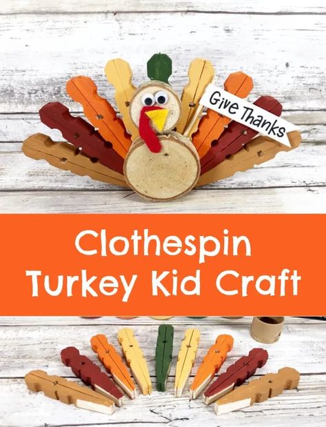 Clothespin Turkey Kid Craft Dollar Store Project for Thanksgiving #dollarstorecraft #kidcraft #turkeycraft #thanksgiving #laurakellydesigns Friendsgiving Crafts, Fall Rec, Craft For Thanksgiving, Turkey Crafts Kids, Crafts Thanksgiving, Diy Turkey, Yellow Crafts, Red Crafts, Crafts Fall