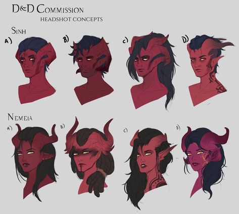 Tiefling Ears, Tiefling Character Design, Dnd Species, Tiefling Art, Character Elements, Character Charts, Fictional Creatures, Critical Role Characters, Character Clothes