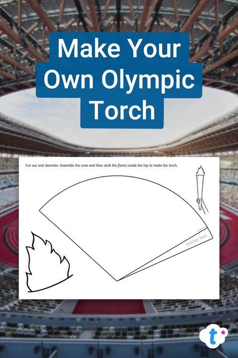 Make Your Own Olympic Torch Torch Craft For Kids, How To Make An Olympic Torch, Olympic Torch Craft For Kids, Olympic Torch Diy, Olympic Torch Craft, Torches Diy, Olympic Crafts, After School Care, Recreation Therapy