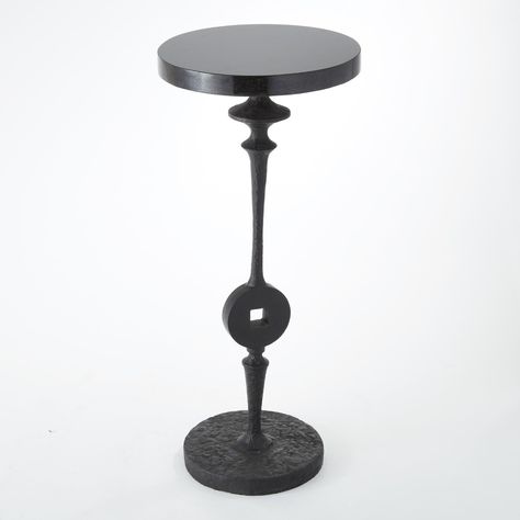 Peg Table, Global Views, Serving Drinks, Black Granite, Occasional Table, Round Top, Elle Decor, Luxury Home Decor, Accent Furniture