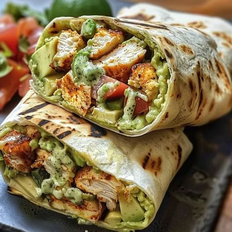 Tasty Recipes & Cooking Ideas by Thalia's Tasty | Grilled Chicken Avocado Ranch Burritos | Facebook Beginner Cooking Recipes, Healthy Burrito, Grilled Chicken Avocado, Avocado Ranch, Chicken Burrito, Healthy Food Dishes, Wellness Recipes, Healthy Food Motivation, Chicken Avocado