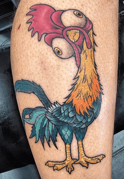 Hey Hey Moana Chicken Tattoo, Rooster Tattoo Men, Chicken Tattoo Design, Chicken Tattoo Ideas, Minecraft Tattoo, Arrow Tattoos For Women, Men's Tattoos, Chicken Tattoo, Rooster Tattoo