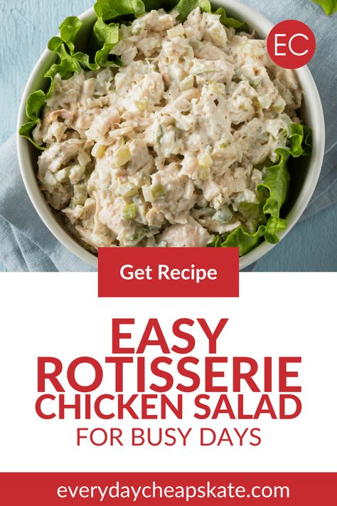 Looking for a quick meal that doesn’t compromise on flavor? This Chicken Salad recipe is your answer. Using rotisserie chicken makes it incredibly easy and flavorful, while a few simple ingredients transform it into a delicious dish perfect for lunch or a hearty sandwich. Whether you're in a rush or just craving something fresh and tasty, this recipe will fit seamlessly into your busy schedule. Let’s dive into how to make this easy and versatile Chicken Salad that everyone will love! Chicken Salad Recipe Using Rotisserie Chicken, Chicken Salad Using Rotisserie Chicken, Easy Rotisserie Chicken Salad, Rotisserie Chicken Salads, Recipes Using Rotisserie Chicken Easy, Chicken Salad With Rotisserie Chicken, Using Leftover Rotisserie Chicken, Rotisserie Chicken Salad Recipe, Everyday Cheapskate