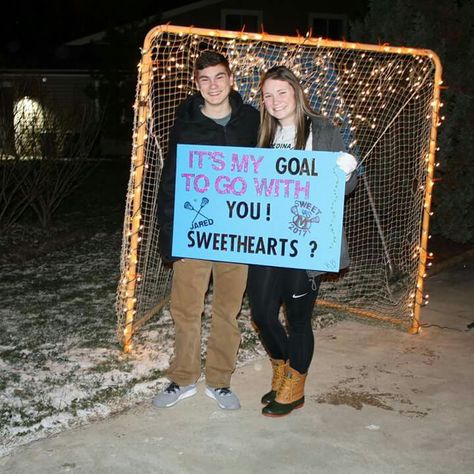 My daughter asked her friend to the Sweethearts Dance. He's a lacrosse goalie. Promposal Sweethearts Homecoming Date Medina Ohio Lacrosse Dance Proposals, Sporty Promposal, Goalie Promposal, Lacrosse Homecoming Proposals, Lacrosse Promposal Ideas, Lax Promposal, Lacrosse Hoco Proposal, Sweethearts Poster Ideas, Sweethearts Dance Proposal