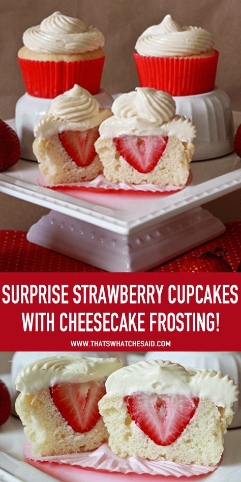 Cheesecake Frosting, Filled Cupcakes, Dirty 30, Birthday Desserts, Strawberry Cupcakes, Desserts Easy, Yummy Cupcakes, Savoury Cake, Strawberry Recipes