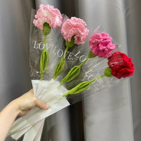 Just found this amazing item on AliExpress. Check it out! $1.14 | Carnations Crochet Flowers Single Bouquet Simulation Flower Knitting Flowers Diy Handmade Fake Floral Mother's Day Gifts Carnations Crochet, Crochet Carnation Flower, Single Bouquet, Knitting Flowers, Flower Knitting, Fake Bouquet, Single Flower Bouquet, Flowers Single, Creative Knitting