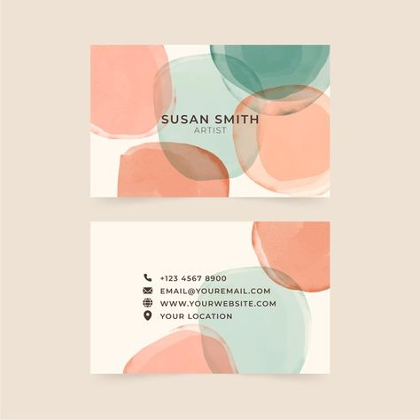 Visual Artist Business Cards, Watercolor Business, Art Business Cards, Watercolor Business Cards, Business Stationary, Beautiful Business Card, Name Card Design, Concrete Jewelry, Artist Business Cards