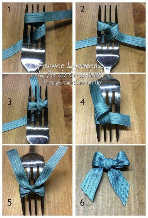 Fork Bow, Diy Gift Bow, Bow Making Tutorials, Homemade Bows, Make A Bow, Making Bows, Ribbon Crafts Diy, Bows Diy Ribbon, Gifts Wrapping Diy