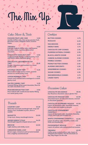 Bake Sale Price List Template, Bakery Food Truck Menu Ideas, Home Bakery Menu Template, Bakery Menu Ideas Design, Cake Menu Ideas, Bakery Marketing Ideas, Bakery Menu Design Templates, Home Bakery Menu Ideas, Bakery Menu Board