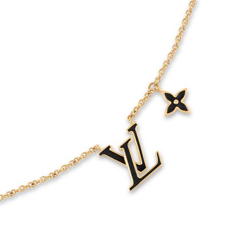 LOUIS VUITTON® - Lv Iconic Enamel Necklace - Black Lv Gold Necklace, Louis Vuitton Jewelry Aesthetic, Lv Necklace, Louis Vuitton Necklace, Jewelry Closet, Feminine Necklace, French Elegance, Luxury Jewelry Brands, Jewellery For Women