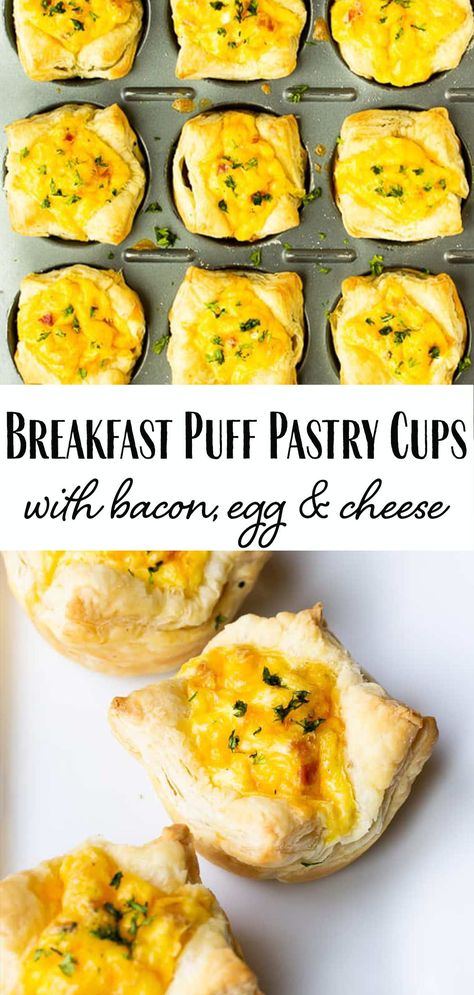 Puff Pastry Bacon, Breakfast Puff Pastry, Puff Pastry Cups, Recipes Using Puff Pastry, Pastry Cups, Savory Puff Pastry, Easter Food Appetizers, Egg Cups Breakfast, Cheese Puff Pastry