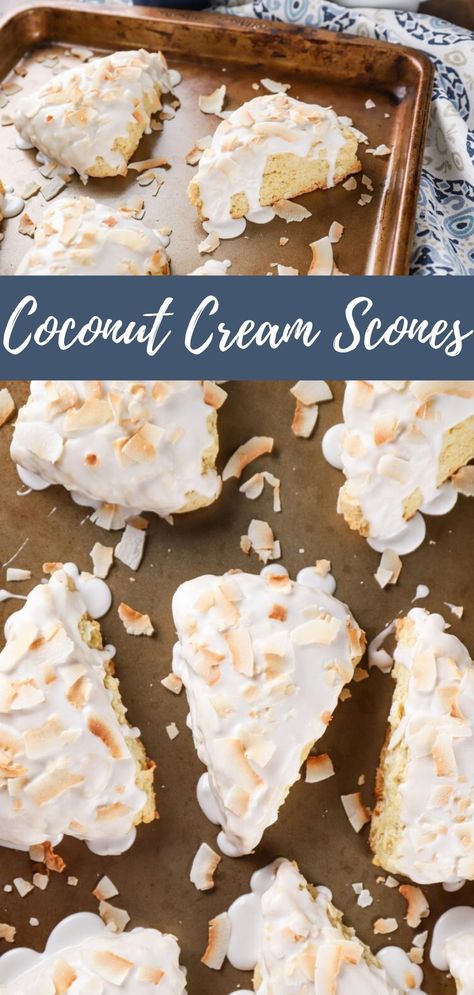 Coconut Scones Recipe Easy, Coconut Flour Scones Recipe, Coconut Scones Recipe, Tender Scones, Cream Scones Recipe, Easy Yummy Breakfast, Coconut Cream Recipes, Pumpkin Scones Recipe, Mouthwatering Desserts