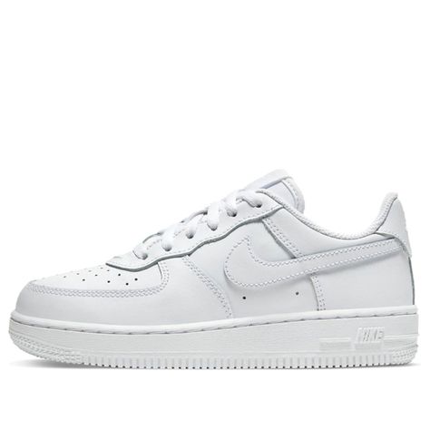 Kids Nike Air Force 1 Low PS Triple White Sneakers/Shoes Nike Kids Shoes, Homecoming Shoes, Pretty Sneakers, White Air Forces, Shoes For School, Nike Air Force 1s, Nike Shoes Air Force, Back To School Shoes, White Nike Shoes