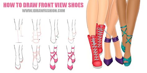 How to draw front view shoes tutorial: www.idrawfashion.com/accessories/shoes/143-how-to-draw-fr...  How to draw fashion sketches Front View Shoes, Drawing Shoes, Air Max Classic, Sneakers Drawing, Draw Fashion, Nike Air Max 2016, Anime Fashion, Jordan Shoes Retro, Shoes Drawing