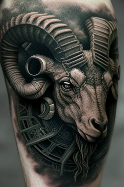 Stunning Ram Tattoo Designs for a Bold Statement Aries Back Tattoo For Men, Ram Hand Tattoo, Aries Ram Tattoo Men, Aries Tattoo For Men Design, Ram Tattoo For Men, Rams Tattoo, Ram Tattoo Ideas, Ram Head Tattoo, Aries Tattoo For Men